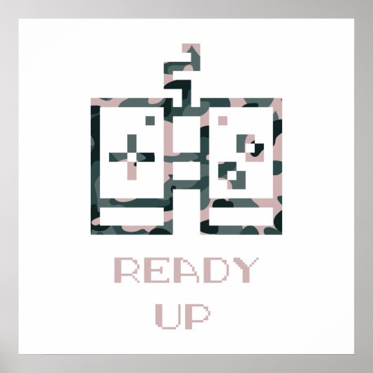 Roze Camouflage Game Controller klaar voor gamer Poster (Voorkant)