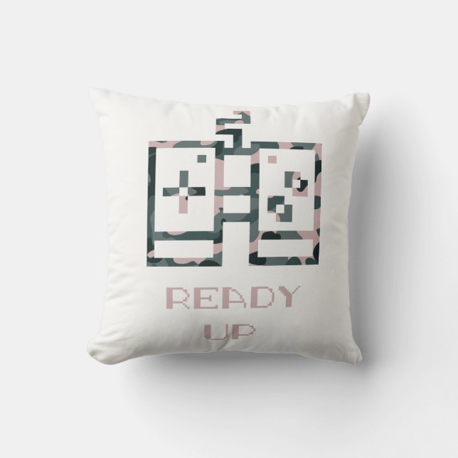 Roze camouflage gamecontroller klaar om te spelen  kussen (Voorkant)