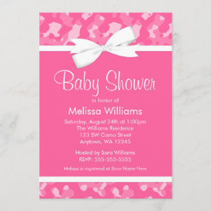 Roze Camouflage Gedrukt Bow Baby shower Kaart