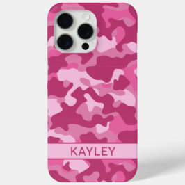 Roze Camouflage Gepersonaliseerd iPhone 15 Pro Max Hoesje
