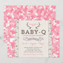 Roze Camouflage Gezamenlijke Baby Shower voor Meis Kaart