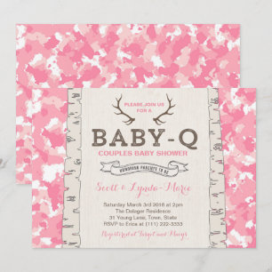 Roze Camouflage Gezamenlijke Baby Shower voor Meis Kaart
