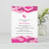 Roze Camouflage Girl Baby shower Kaart (Staand voorkant)