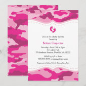 Roze Camouflage Girl Baby shower Kaart (Voorkant / Achterkant)