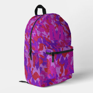 Roze Camouflage Glitter Buiten Monogram Bedrukte Rugzak