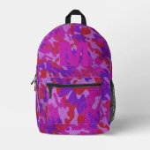 Roze Camouflage Glitter Buiten Monogram Bedrukte Rugzak (Voorkant)