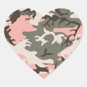 Roze Camouflage Hart Sticker