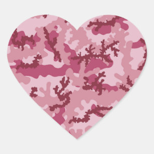 Roze camouflage hart sticker