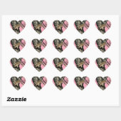 Roze Camouflage Hart Sticker (Vel)