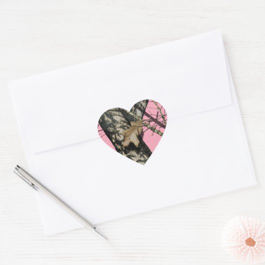 Roze Camouflage Hart Sticker (Envelop)