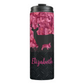 Roze Camouflage Herten Jacht Naam Vrouwen Tumbler Thermosbeker (Voorkant)