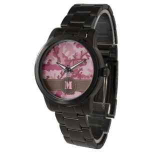 Roze camouflage horloge