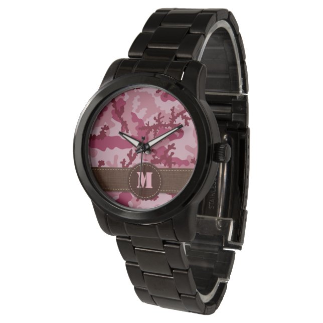 Roze camouflage horloge (Gekanteld)