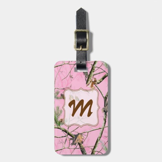 Roze Camouflage Hunting Girl Real Bagagelabel (Voorkant verticaal)