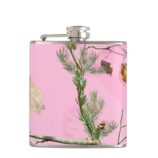 Roze Camouflage Hunting Girl Whiskey Flask Heupfles (Voorkant)