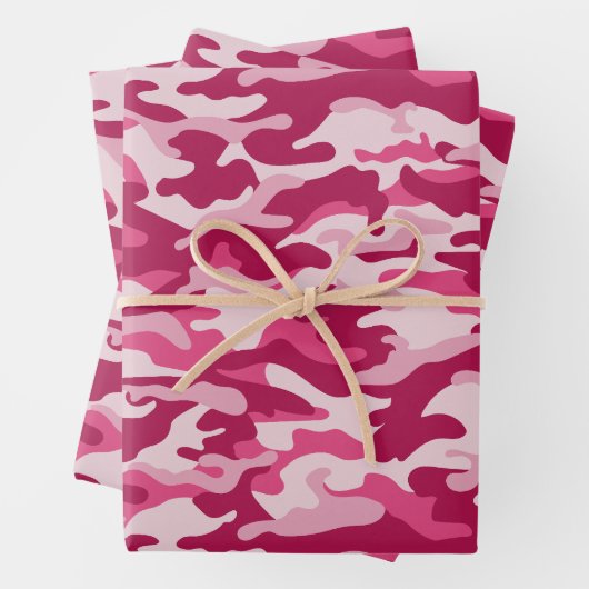 Roze Camouflage Inpakpapier Vel (In situ)