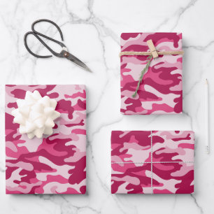 Roze Camouflage Inpakpapier Vel