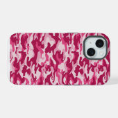 Roze Camouflage iPhone 15 Case (Achterkant horizontaal)