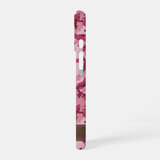 Roze Camouflage iPhone 16 Hoesje (Linkerkant)