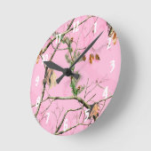 Roze Camouflage Jacht meisje Echte wandklok (Hoek)