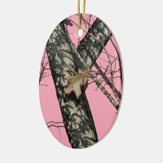 Roze Camouflage Keramisch Ornament (Links)