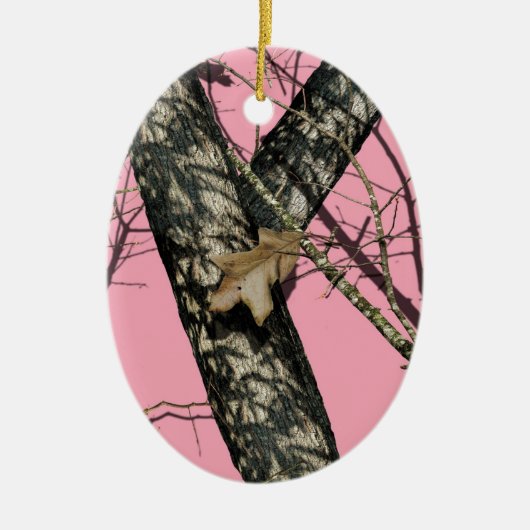 Roze Camouflage Keramisch Ornament (Voorkant)