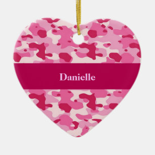 Roze Camouflage Keramisch Ornament