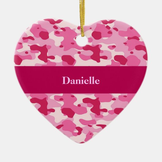 Roze Camouflage Keramisch Ornament (Voorkant)
