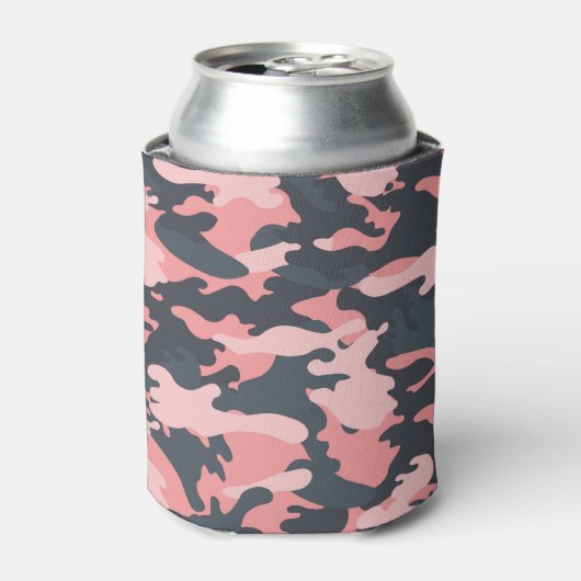 Roze camouflage: Klassiek patroon Blikjeskoeler (Blikje Voorkant)