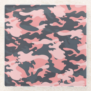Roze camouflage: Klassiek patroon Glazen Onderzetter