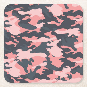 Roze camouflage: Klassiek patroon Kartonnen Onderzetters