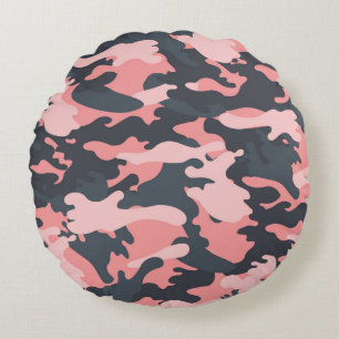 Roze camouflage: Klassiek patroon Rond Kussen