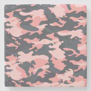 Roze camouflage: Klassiek  patroon Stenen Onderzetter