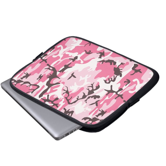Roze Camouflage Laptop Sleeve (Voorkant onderkant)