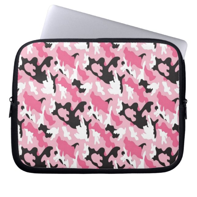 Roze Camouflage Laptop Sleeve (Voorkant)