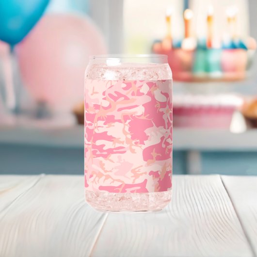 Roze camouflage, leger, leger blikvorm glas (Insitu (Baby Shower))