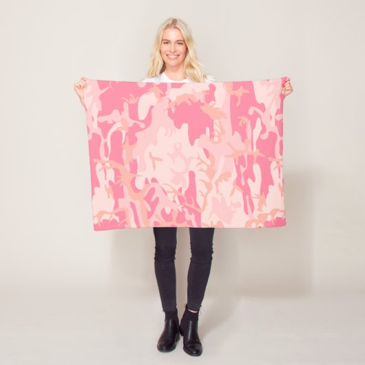 Roze camouflage, leger, leger fleece deken (In situ)