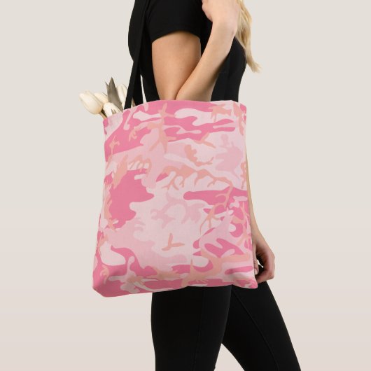 Roze camouflage, leger, leger tote bag (Dichtbij)