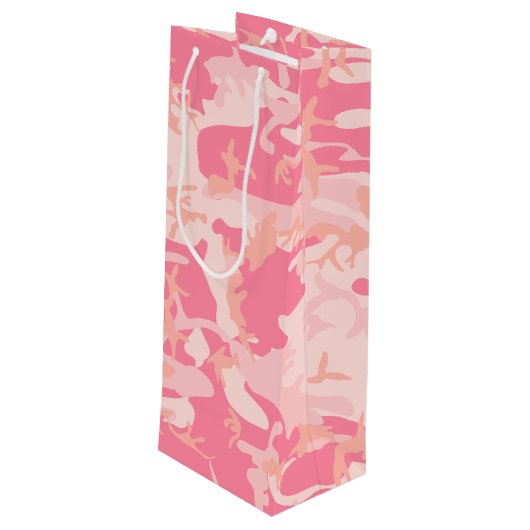 Roze camouflage, leger, leger wijn cadeautas (Achterkant Gekanteld)