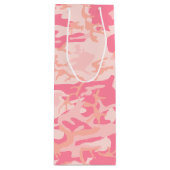 Roze camouflage, leger, leger wijn cadeautas (Voorkant)