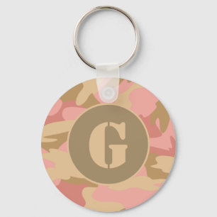 Roze Camouflage Letter G Op Maat Sleutelhanger