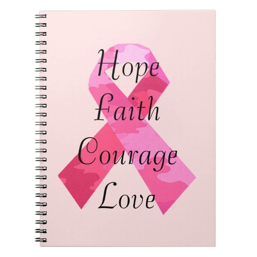 Roze Camouflage Lint Faith Spiral Notitieboek (Voorkant)