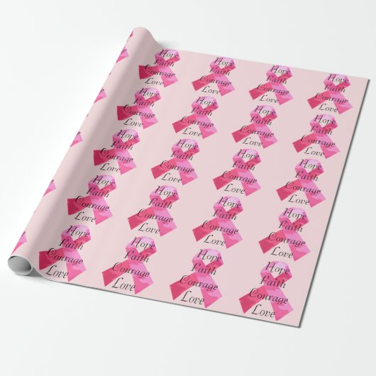 Roze Camouflage lint Faith Wrapping Paper Cadeaupapier (Uitgerold)