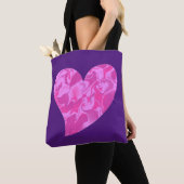 Roze Camouflage Lopsided Heart Tote Bag (Dichtbij)