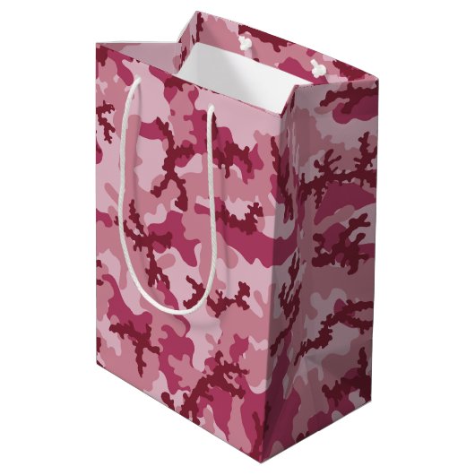 Roze camouflage medium cadeauzakje (Achterkant Gekanteld)