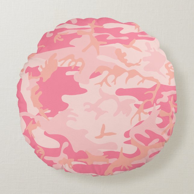 Roze Camouflage, Militair, Leger Rond Kussen (Voorkant)
