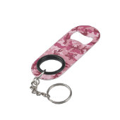 Roze camouflage mini flessenopener (Achterkant Gekanteld)