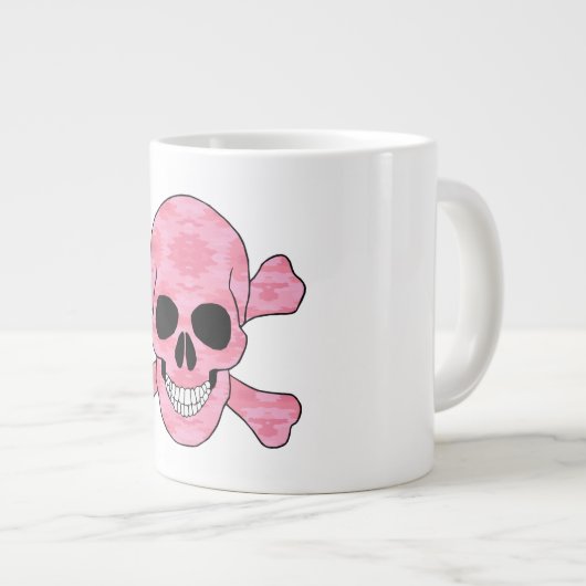 Roze Camouflage Mok van de schedel en de beenderen (Voorkant rechts)