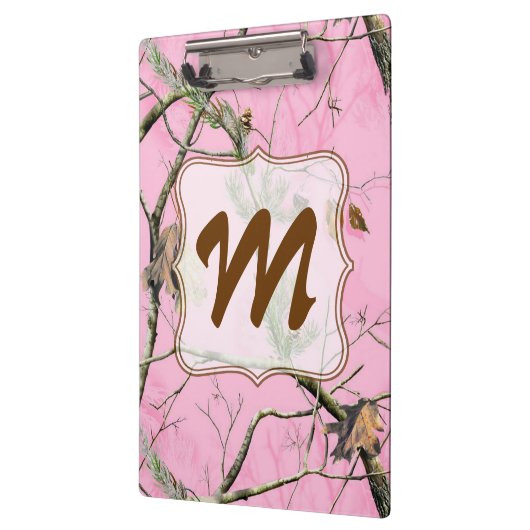 Roze Camouflage Monogram Initiaal Klembord (Links)