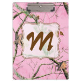 Roze Camouflage Monogram Initiaal Klembord (Voorkant)